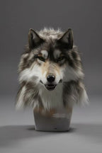 Handmade Realistic Wolf Fursuit Head: Movable Jaw Cosplay Mask