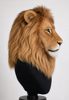 Realistic lion fursuit head – three-quarter view