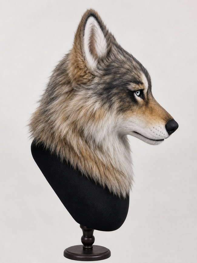 Handmade Realistic Wolf Fursuit Head: Movable Jaw Cosplay Mask Main Image