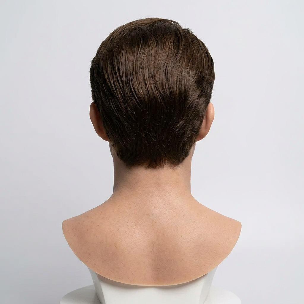 Realistic silicone head mask – rear view