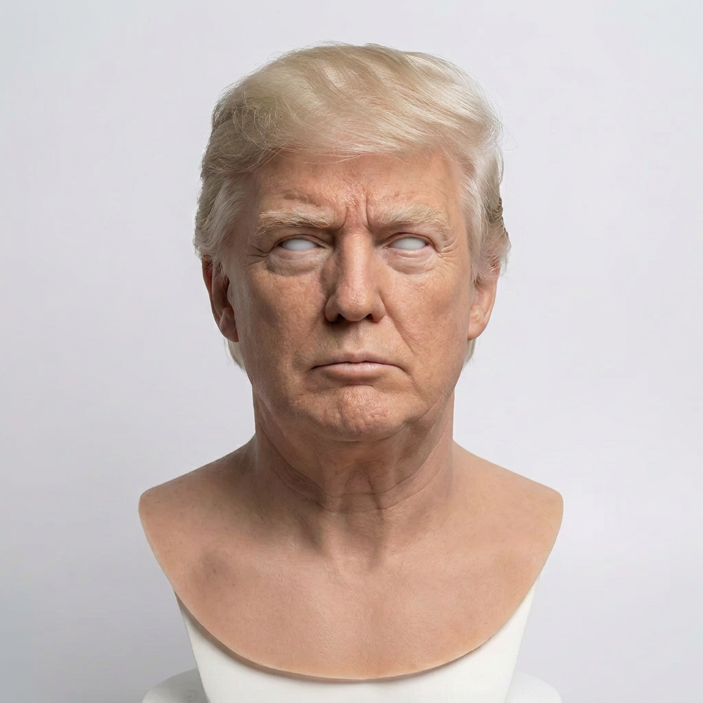Realistic Trump-style silicone head mask – front view