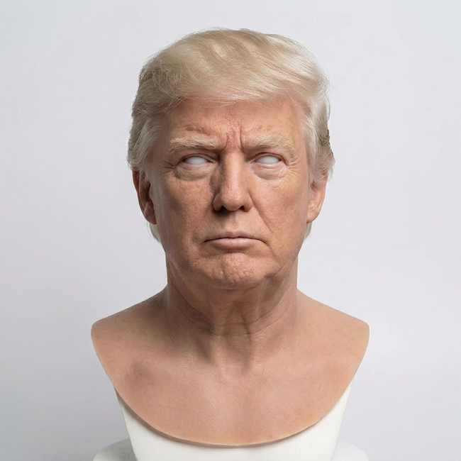 Realistic Trump-style silicone head mask – front view Hover Image