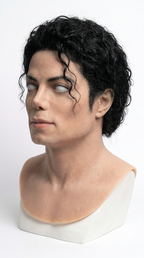 Realistic Michael Jackson silicone head mask – three-quarter view