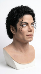 Realistic Michael Jackson silicone head mask – side profile view