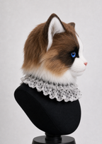 Realistic Ragdoll cat fursuit head – three-quarter view