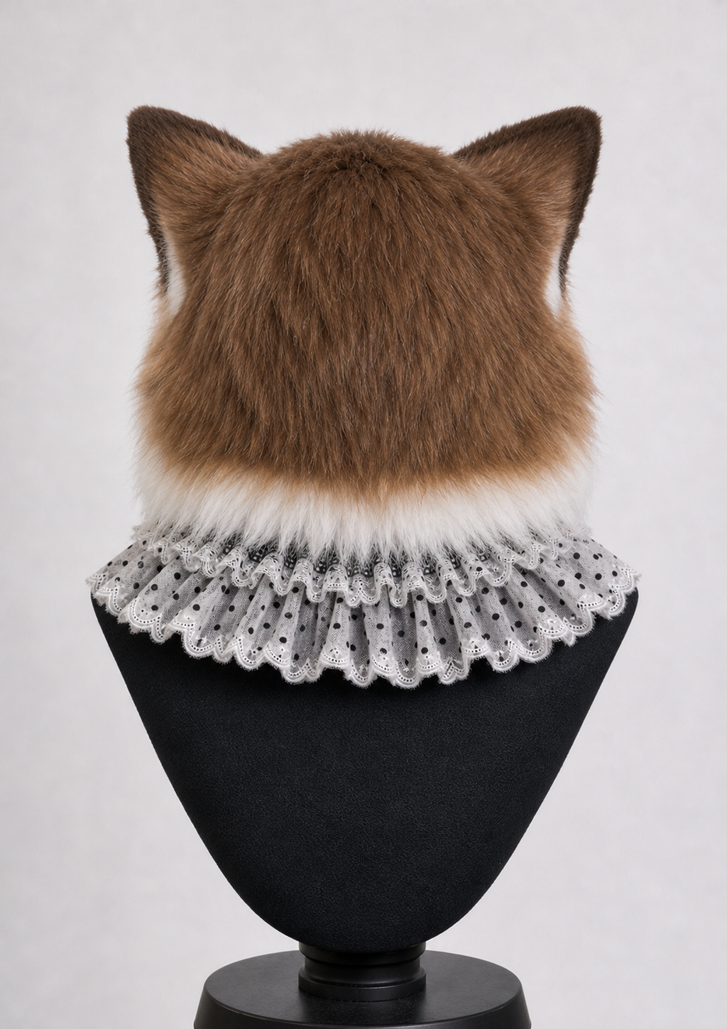 Realistic Ragdoll cat fursuit head – rear view