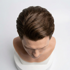 Realistic silicone head mask – top view showing hair detail